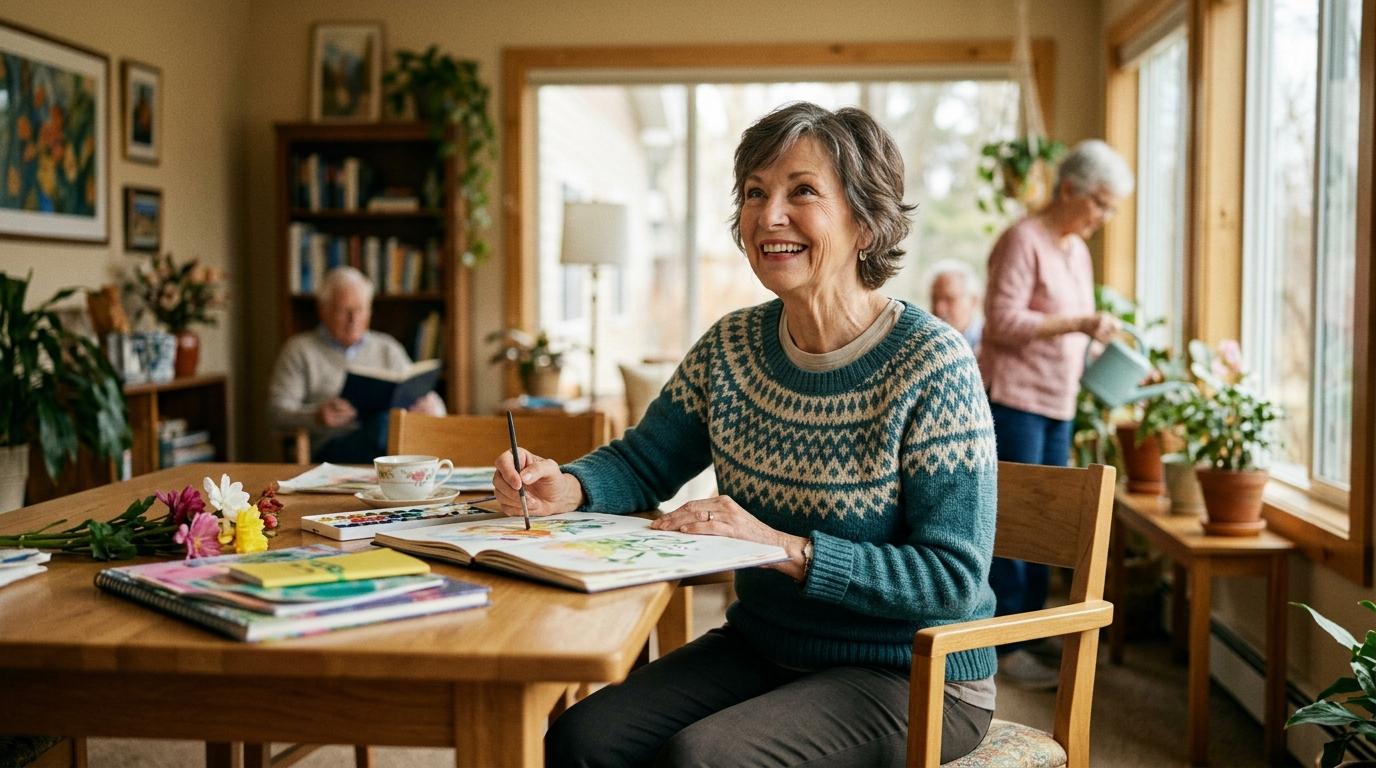Smiling older adult sitting comfortably at home, reflecting on whether independent living is the right choice.